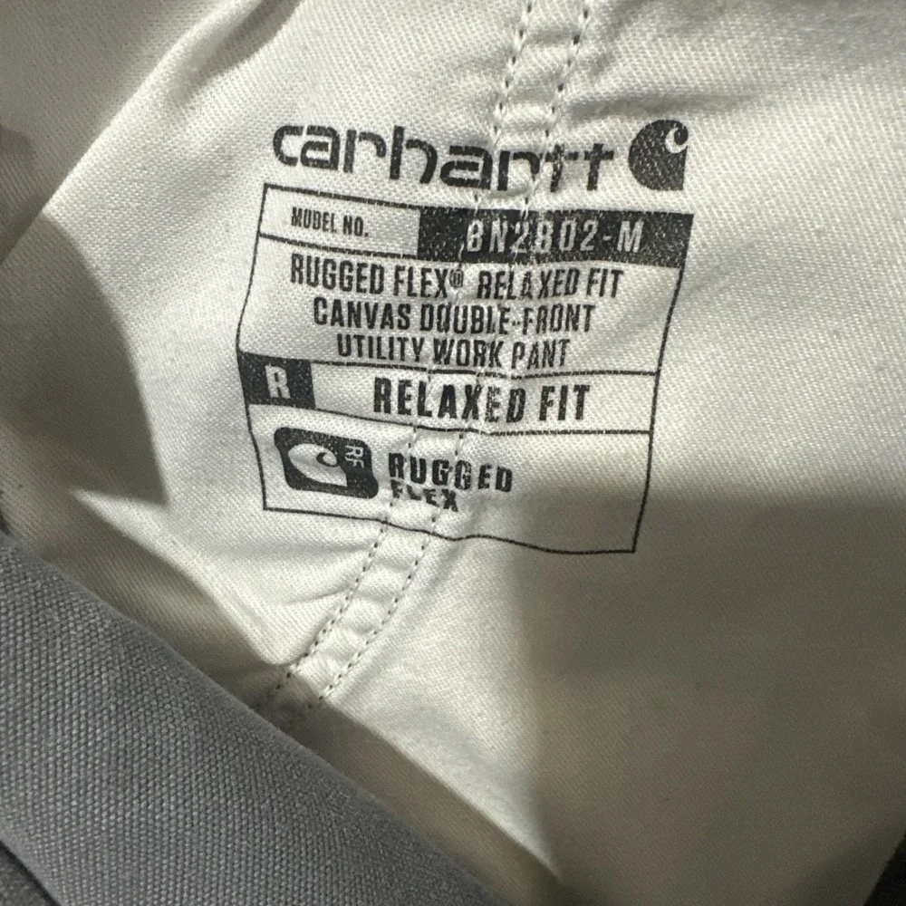 Carhartt Rugged Flex Men's 38 Gray Double Knee Relaxed Fit Carpenter Faded Pants